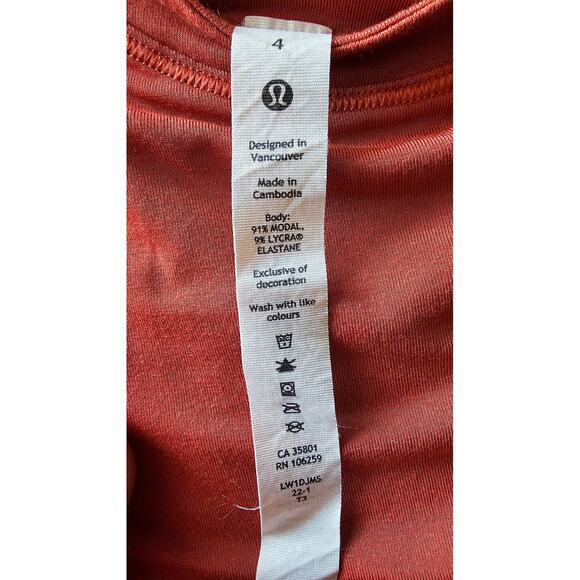 Lululemon Modal Pleated Shoulder Tank Top in Red Rock, Sz 4 - Picture 9 of 11